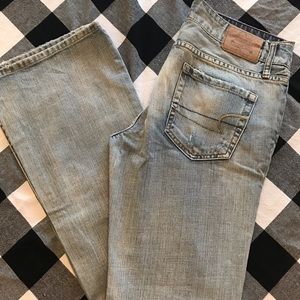 American Eagle faded flare jeans